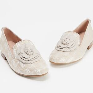 Taryn Rose Brigitta Woven Floral Heeled Loafers Size 5